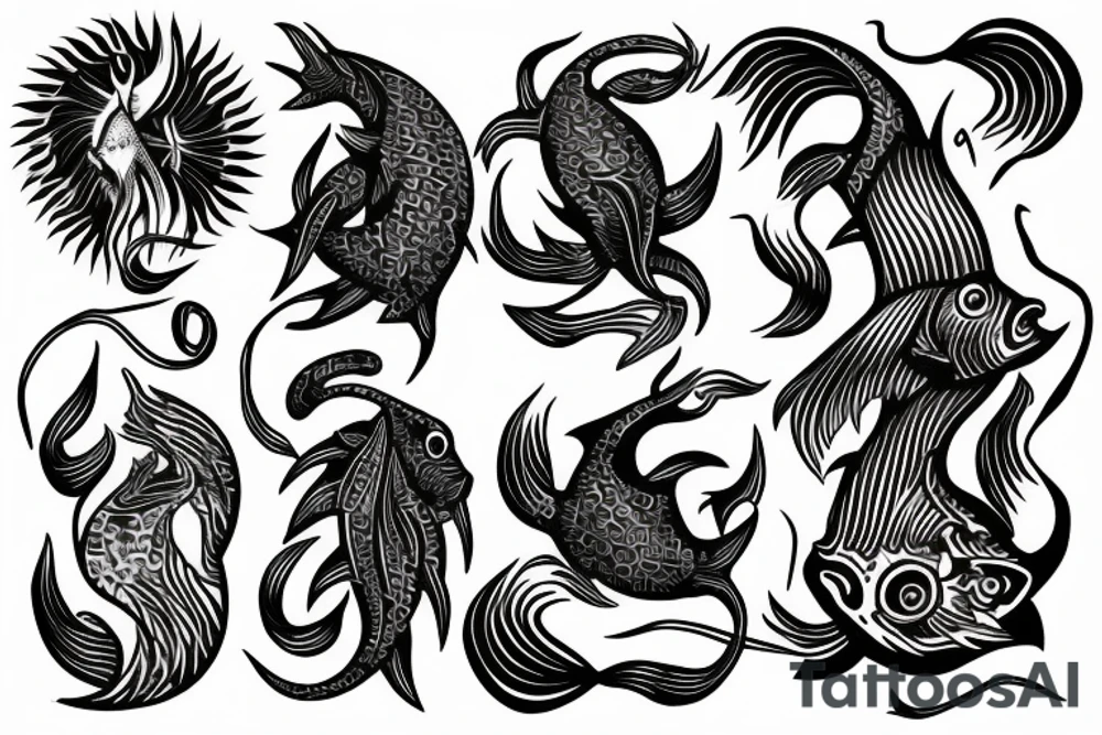 tattoo zodiac sign fish and capricorn tattoo idea