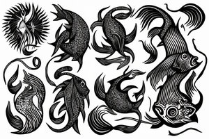 tattoo zodiac sign fish and capricorn tattoo idea