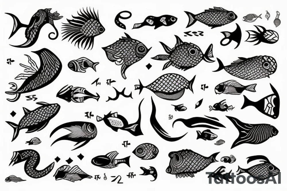 tattoo zodiac sign fish and capricorn tattoo idea