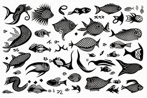 tattoo zodiac sign fish and capricorn tattoo idea