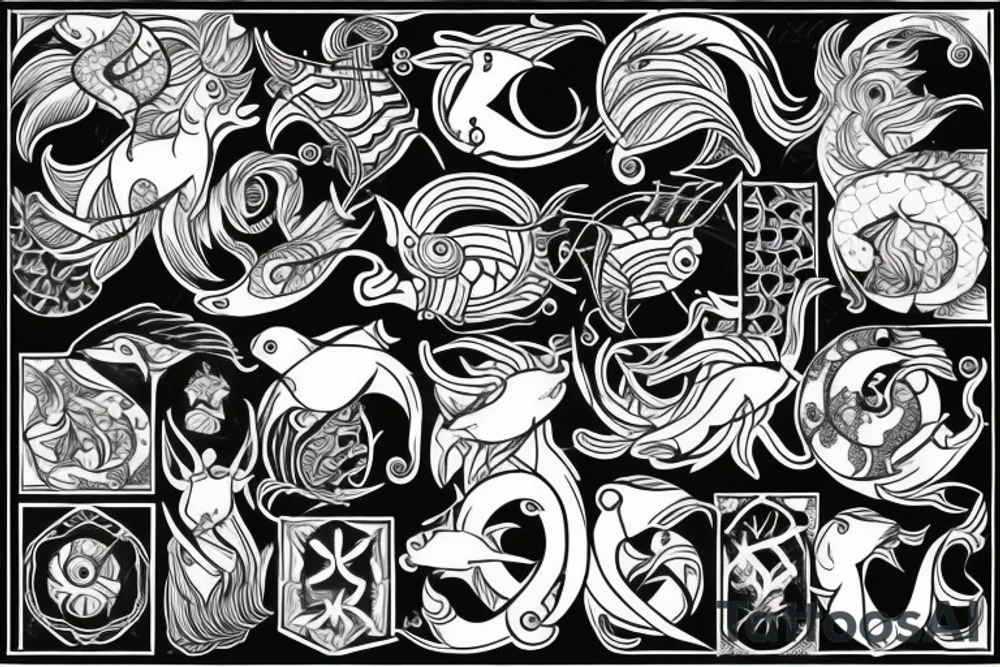 tattoo zodiac sign fish and capricorn tattoo idea