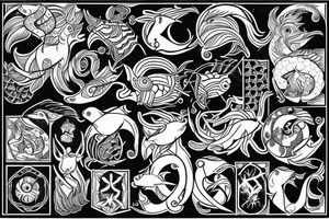 tattoo zodiac sign fish and capricorn tattoo idea