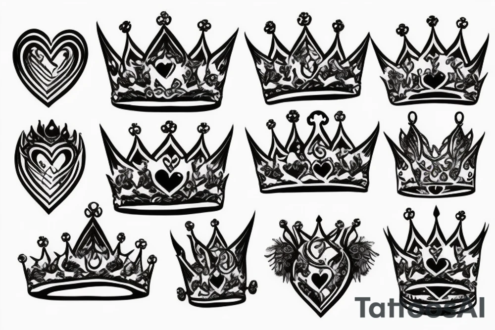 Fire heart queen crown tattoo idea