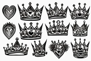 Fire heart queen crown tattoo idea