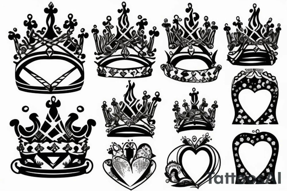 Fire heart queen crown tattoo idea