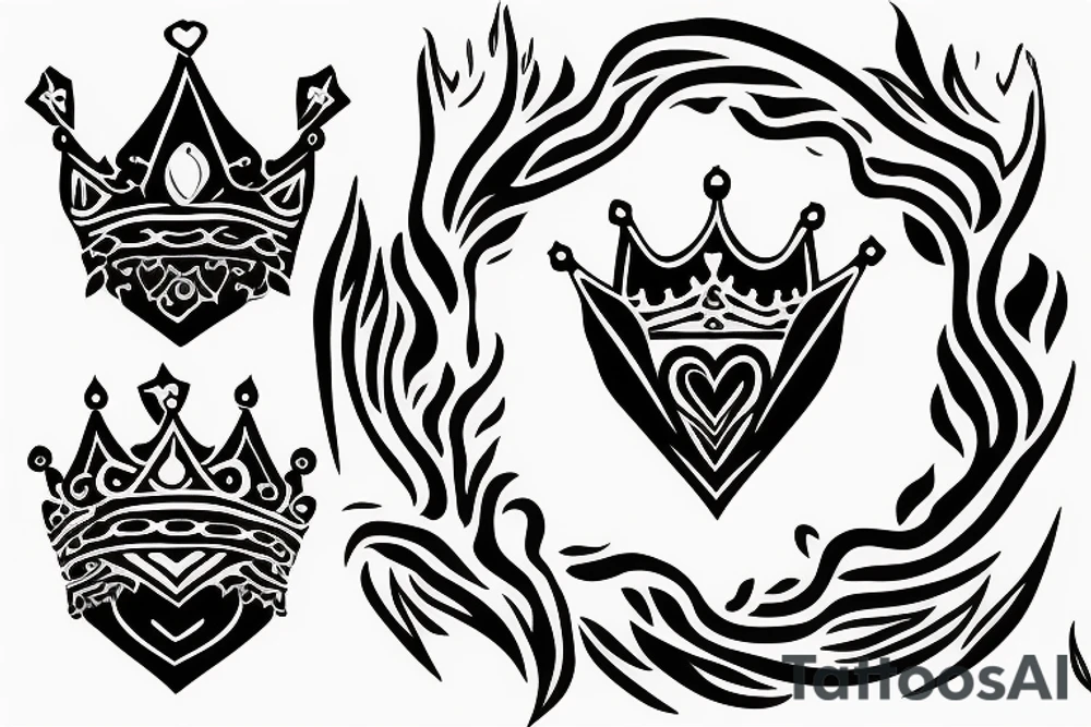 Fire heart queen crown tattoo idea