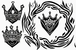 Fire heart queen crown tattoo idea