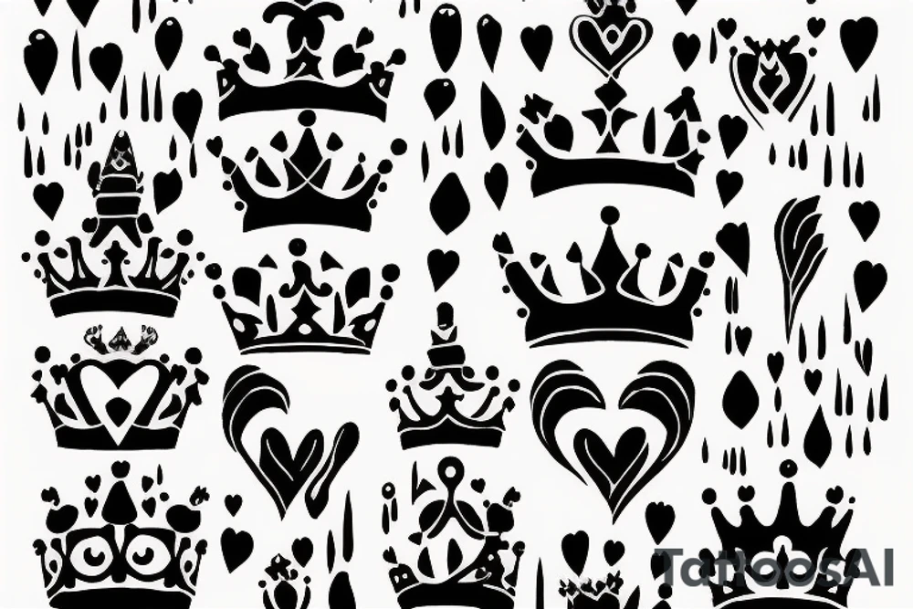 Fire heart queen crown tattoo idea