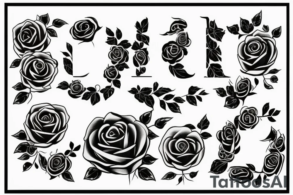 Roses with the initials 'e' and 'b' incorporated in it tattoo idea