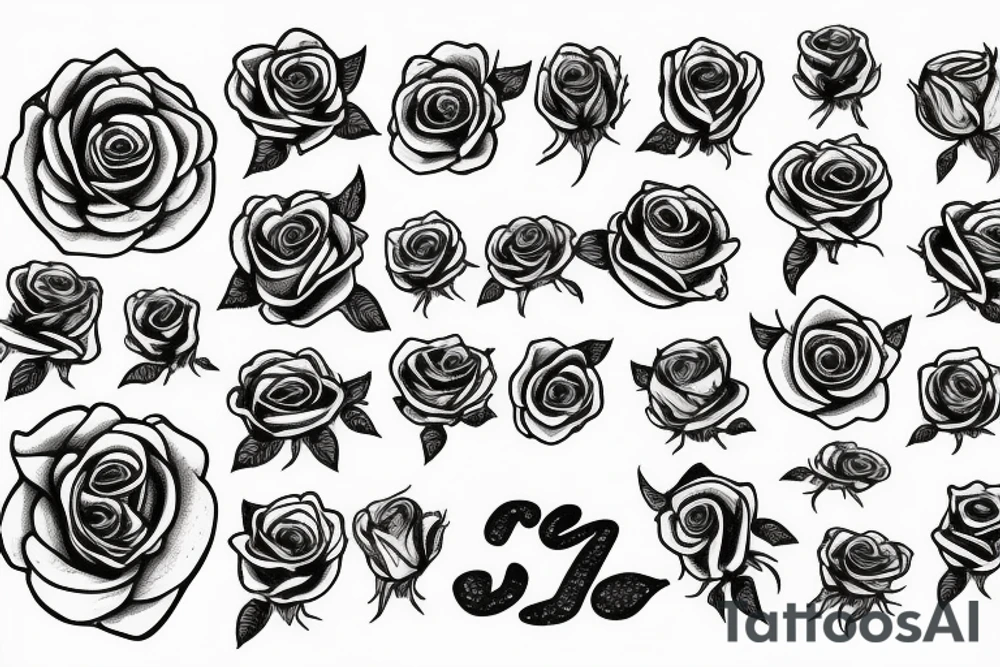 Roses with the letter E tattoo idea