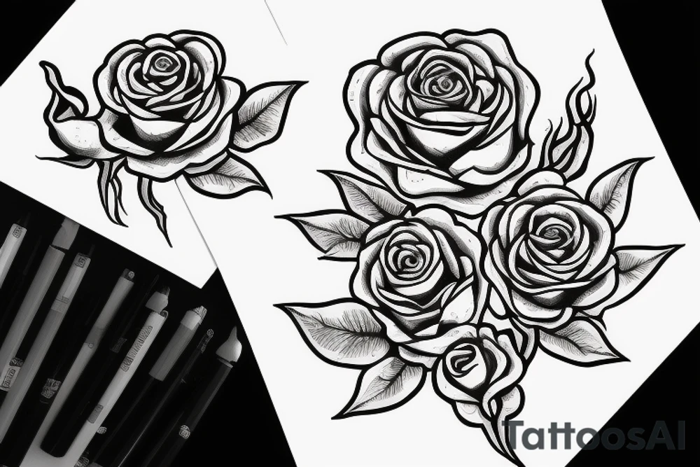 Roses with the letter E tattoo idea
