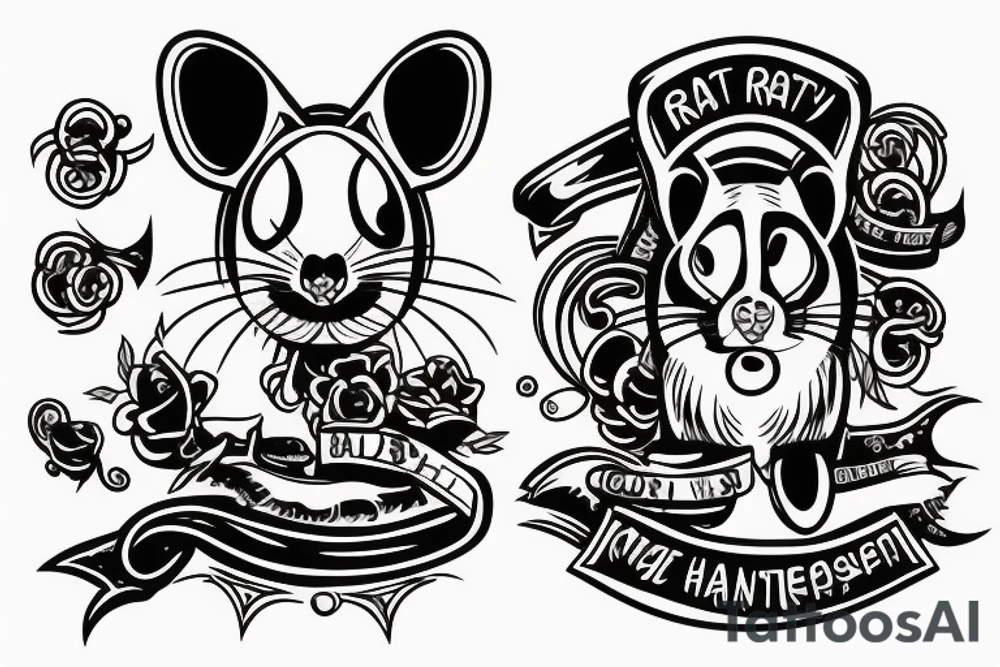 rat with two heads tattoo idea