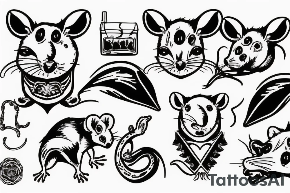 rat with two heads tattoo idea