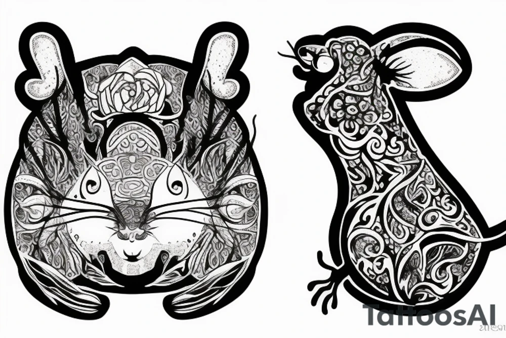 rat with two heads tattoo idea