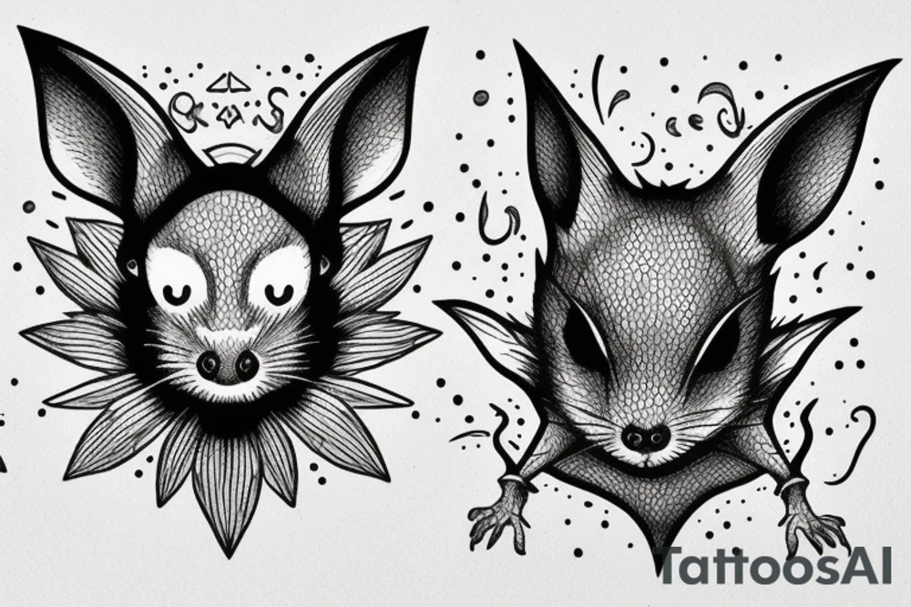 rat and bat tattoo idea