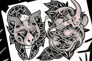 rat and bat tattoo idea