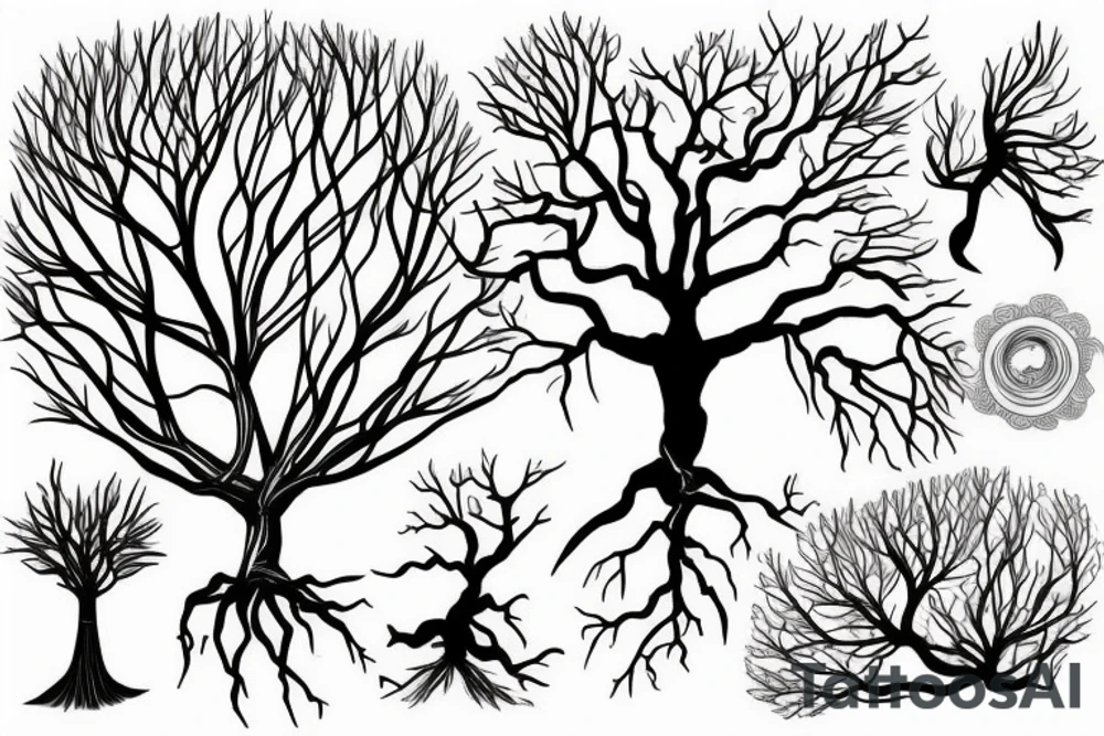 A tree transforming from a natural to a digital form tattoo idea