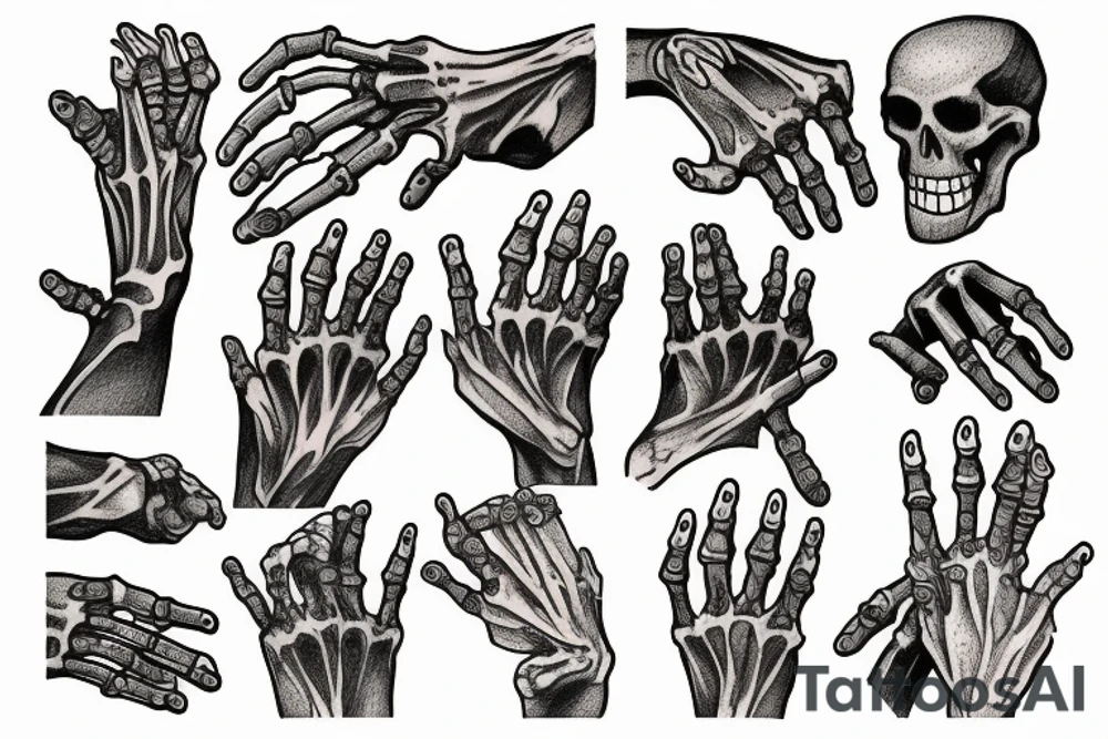 A hand touching a skeleton hand tattoo idea