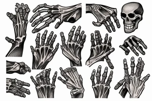 A hand touching a skeleton hand tattoo idea