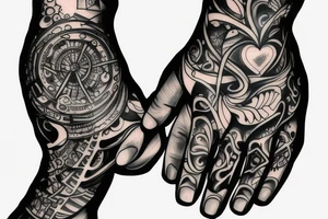 Two hands touching each others firgers tattoo idea