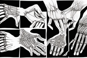 The hands of god and Adam in the creation of man painting, but they are skeletons tattoo idea