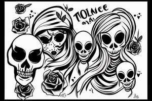 toxic girl skeleton hugging a man tattoo idea