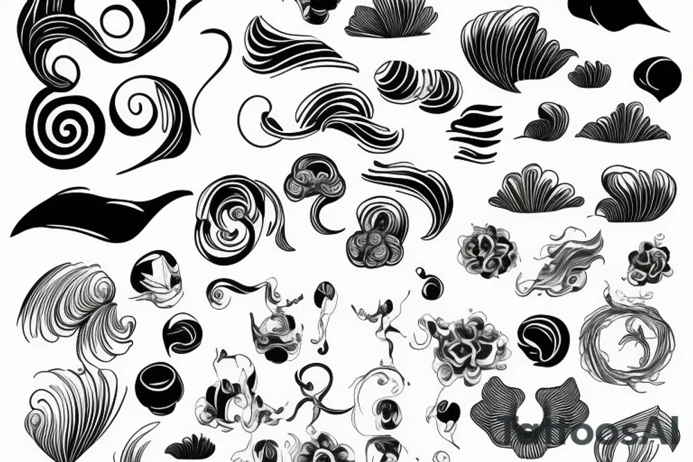under boob wavy style tattoo idea