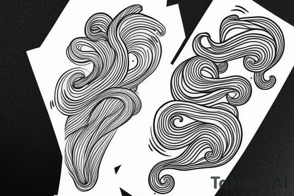 under boob wavy style tattoo idea