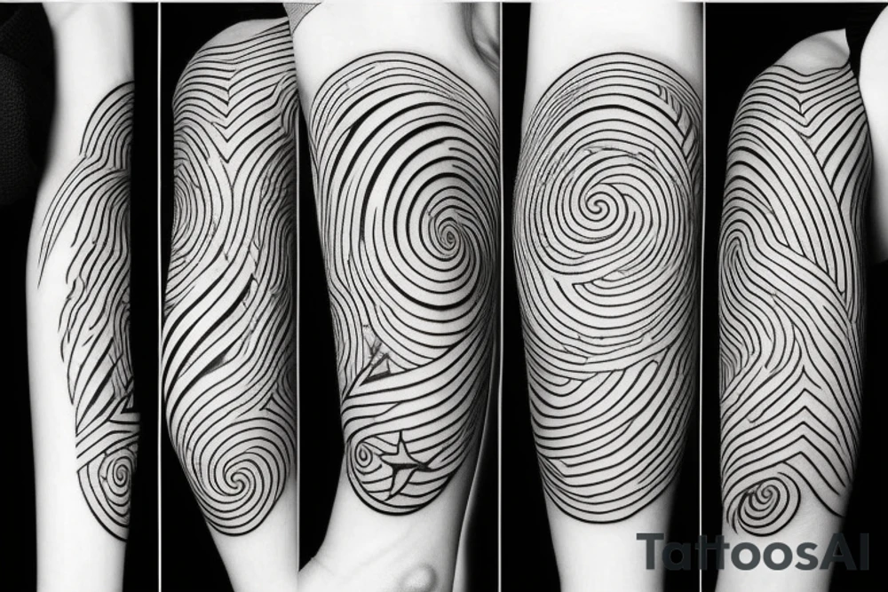 wavy star and moon tattoo idea