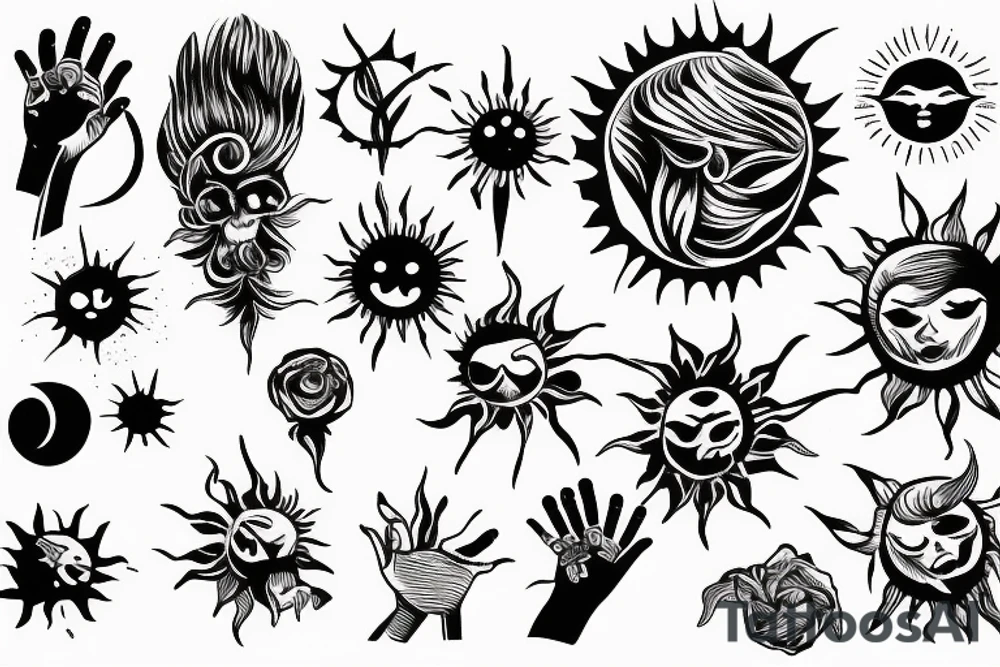 hand holding the sun tattoo idea