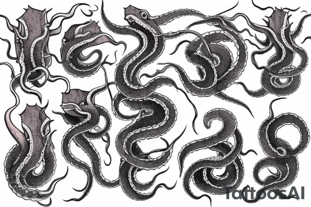 Giant Squid in ocean tattoo idea