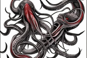 Giant Squid in ocean tattoo idea