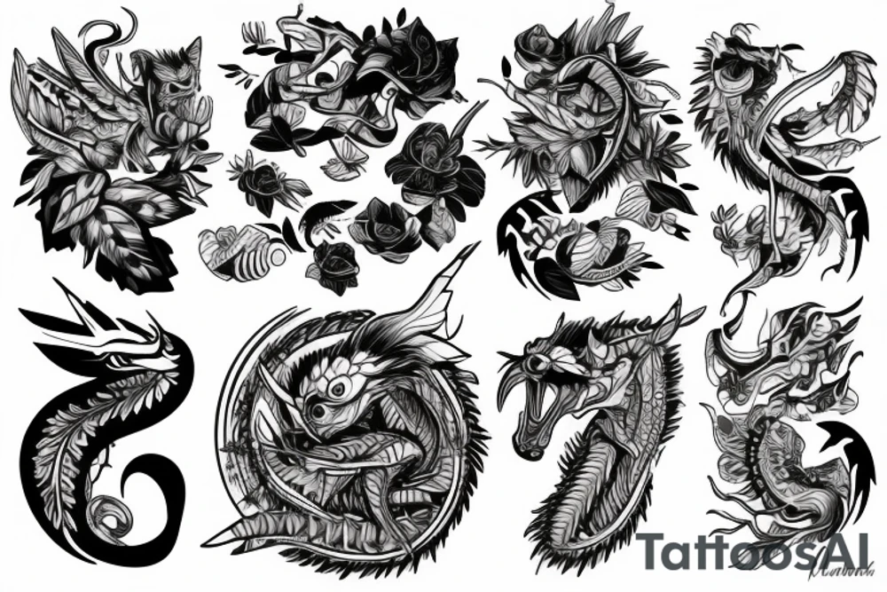 Gmeleon na gałęzi poluje tattoo idea