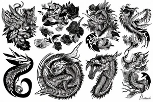 Gmeleon na gałęzi poluje tattoo idea