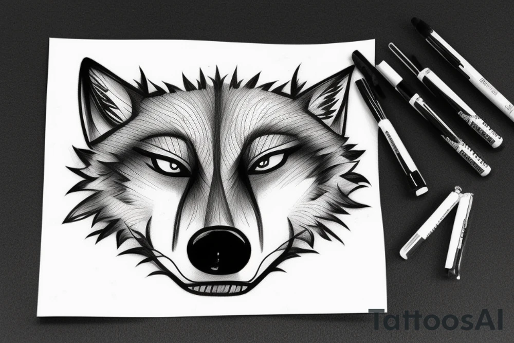 Wolf face tattoo idea