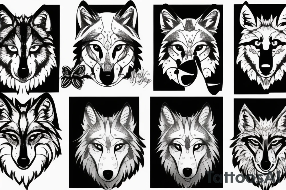 Wolf face tattoo idea
