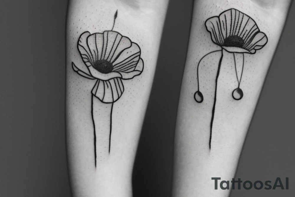 Poppy flower, dots, minimalistic goat line head, dots, AC tattoo idea Poppy flower, dots, minimalistic goat line head, dots, AC tattoo idea