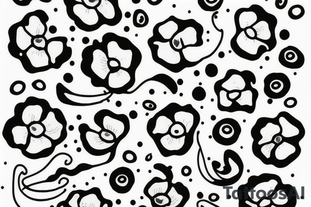 Poppy flower, dots, minimalistic goat line head, dots, AC tattoo idea Poppy flower, dots, minimalistic goat line head, dots, AC tattoo idea