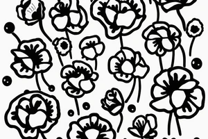 Poppy flower dots underneath a  goat line head dots underneath with the letters AC tattoo idea