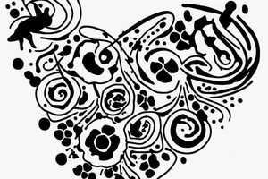 Poppy flower dots underneath a  goat line head dots underneath with the letters AC tattoo idea
