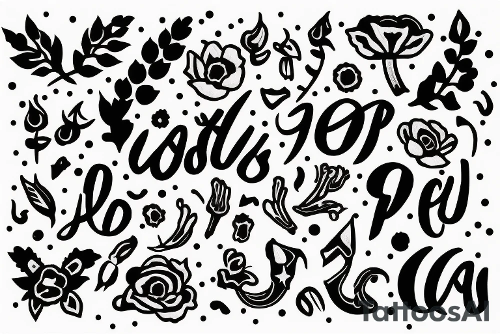 Poppy flower dots underneath a goat head dots underneath with the letters AC tattoo idea