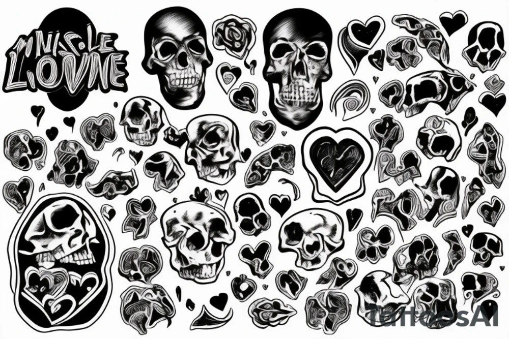 Muscle bones and love tattoo idea