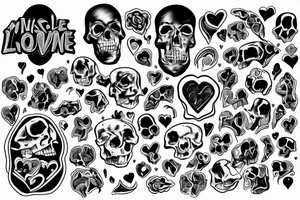 Muscle bones and love tattoo idea