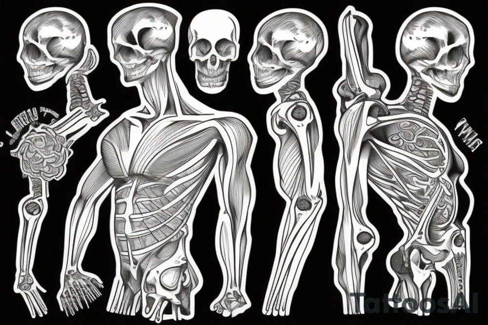Muscle bones and love tattoo idea
