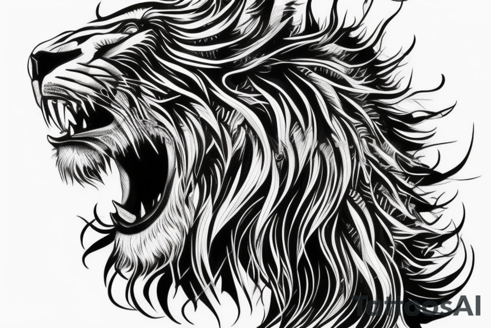 roaring lion with detailed crown tattoo idea