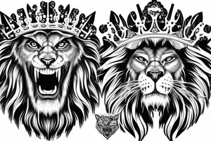 detailed digital art roaring lion with detailed crown tattoo idea