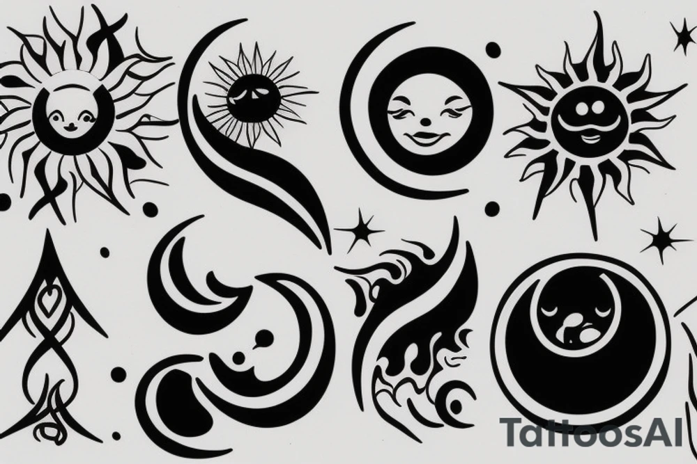 minimalist, sun, moon tattoo idea