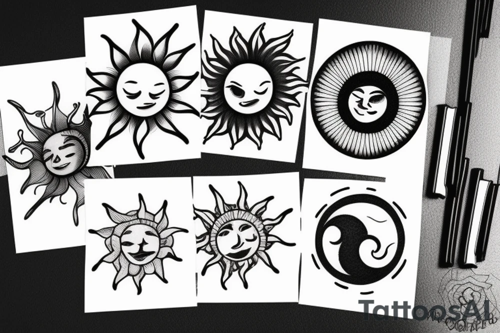 minimalist, sun, moon tattoo idea