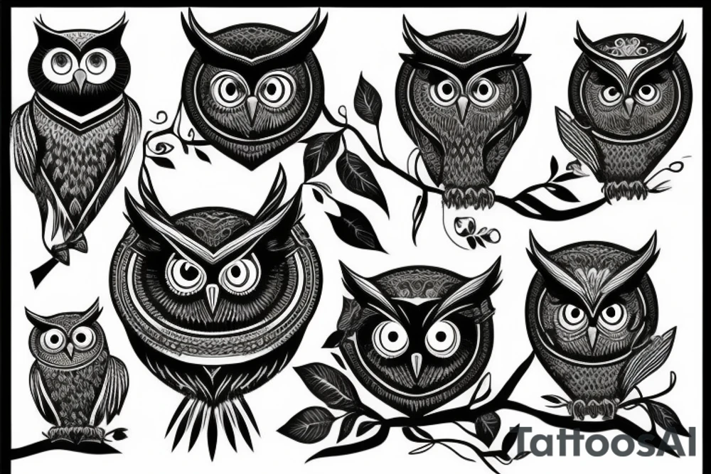 Owl black tattoo idea