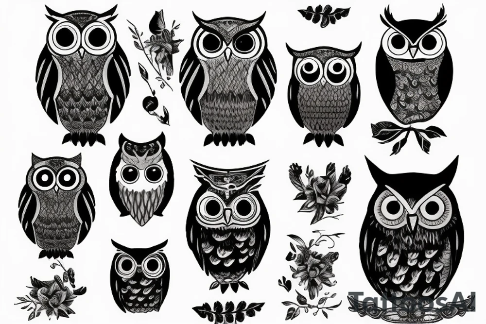 Owl black tattoo idea